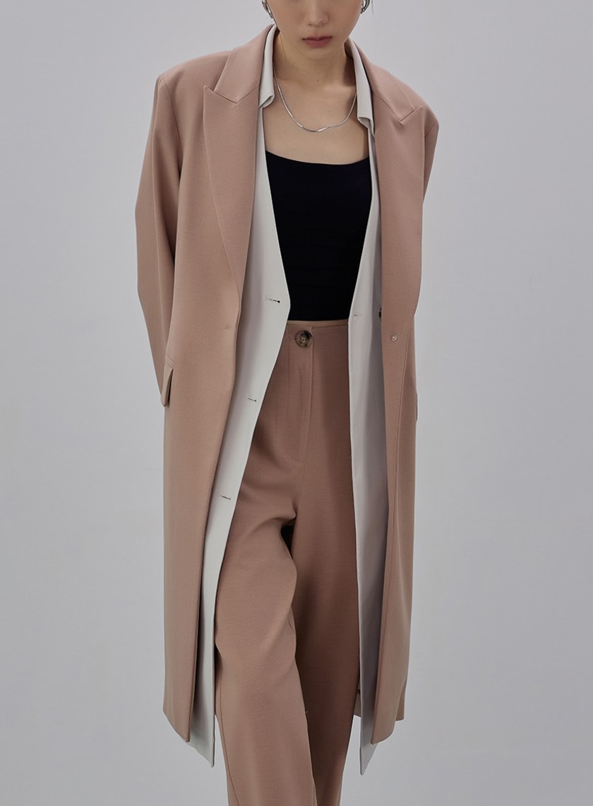 經典開衩細節長版西裝外套